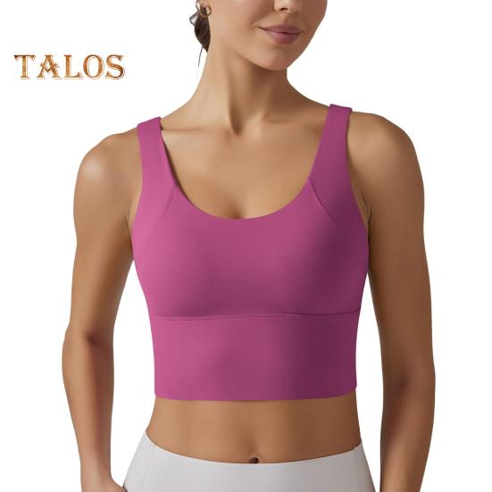 Yoga Vest Bra with Fixed Breast Pads Deep V Back Design Sport Vest Solid Color Shockproof Bra Top Running Fitness Camisole