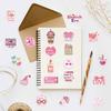 50 Cartoon Pink Love Doodle Stickers Decorate Guitar Notebook Suitcase DIY Waterproof Stickers