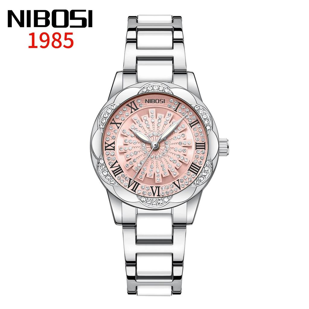 NIBOSI Woman Watch Stainless Steel Waterproof Luminous Elegant Ladies Wristwatch Luxury Diamond Dial Quartz Watch for Women