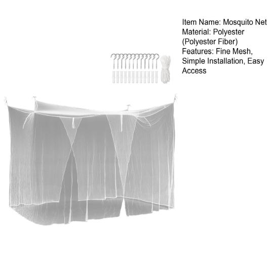 2 Pcs Mosquito Net for Bed Patio 4 Corner Mesh Canopy Large Mosquito Net with 2 Side Openings Hooks for Camping Dormitory Home Outdoor