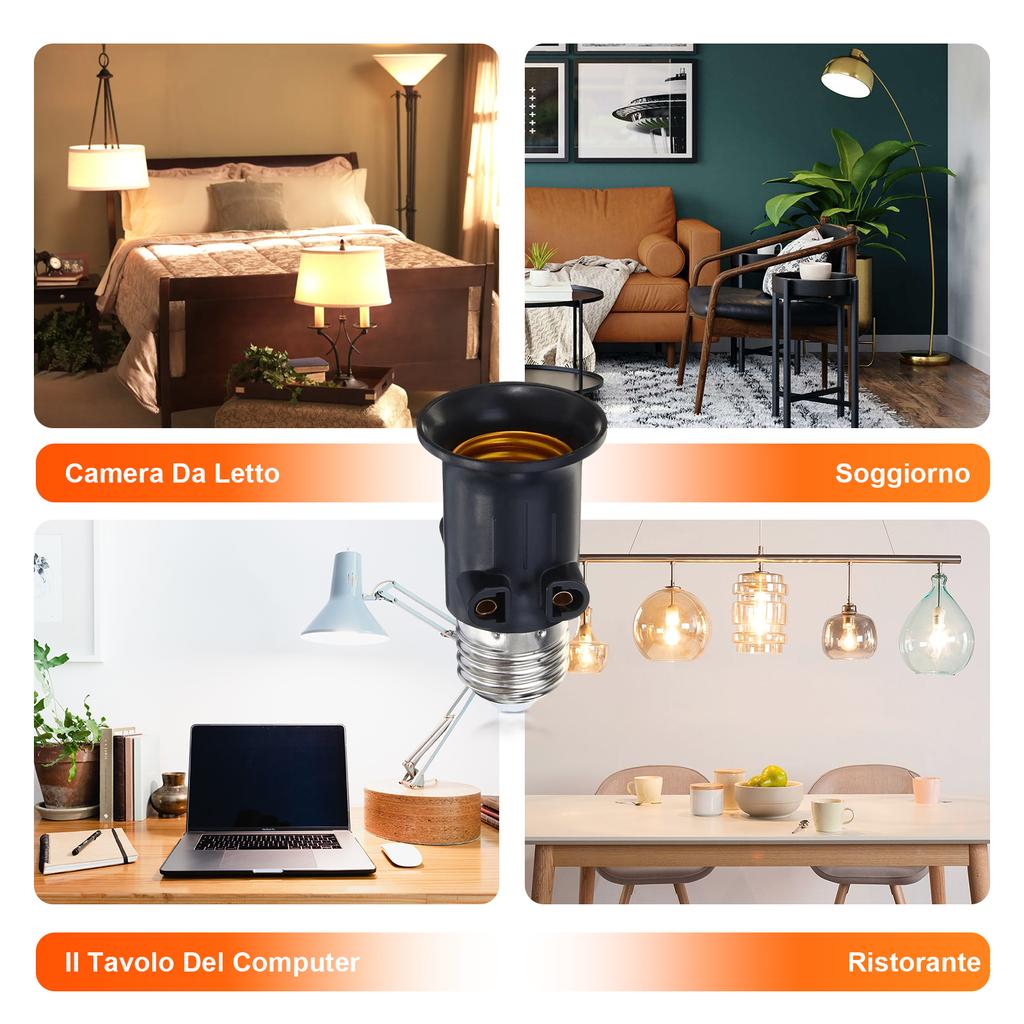Indoor Outdoor Light Bulb Socket Living Room E27 Base PBT AC 100-240V Lightbulb Holder Home Office Hotel Garage