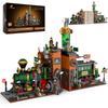 JMBricklayer Vasútállomás Építőkocka Készlet 50002, 2 az 1-ben Gőzmozdony és Könyvtámasz Modell Építőjáték, Steampunk Könyvtámasz Modell Készlet, Középkori