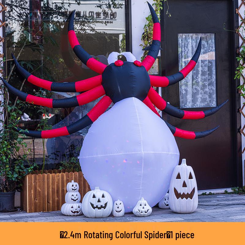 Large Halloween Pumpkin Lantern with Ghost and Spider Décor