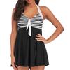 Women's Fashion Split Conservative Skirt Type Swimming Costume With Bra Pad And No Steel Bra