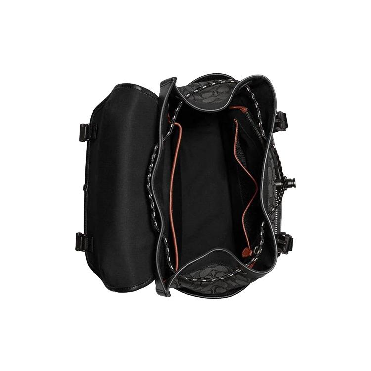 New COACH League Fabric With Refined Calfskin Backpack Large Men's Black CC071-MI5