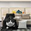 Comfortable Black and White Cat Blanket - Suitable for Sofas, Beds, and Offices - Soft Flannel, Comfortable All Season