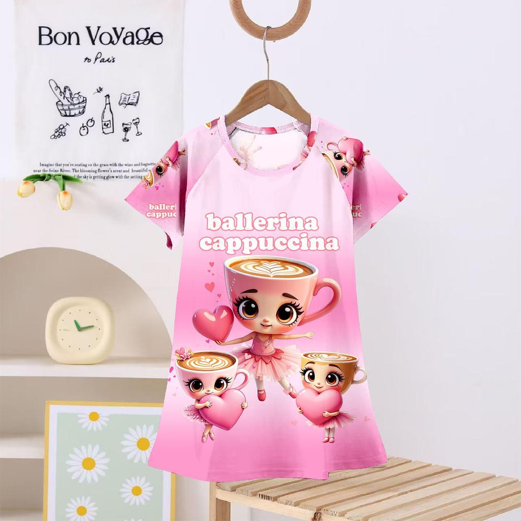 Kids' Summer Princess Pajama Dress - Cartoon Demon Slayer Theme