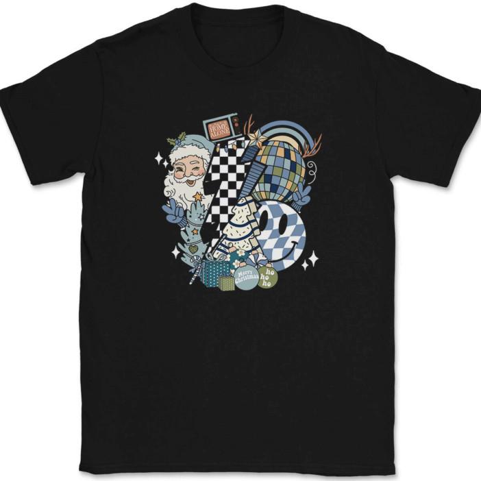 

Blue Groovy Merry Christmas T-Shirt Funny Holiday Xmas Santa Clause Tee S