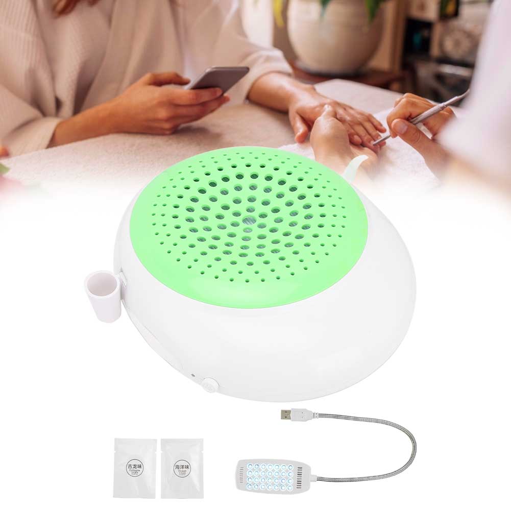 60W Nail Dust Collector Nail Vacuum Cleaner Lamp Aroma Diffuser Manicure Tool (Green )