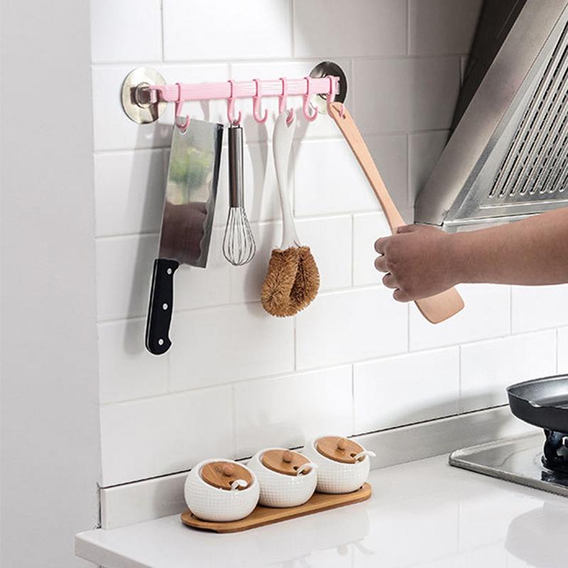 Hook Plastic Bathroom Sucker Vacuum Frame Towel Double Adjustable Wall Tool Shelves Flexible Cupboard Holder Hanger Organizer