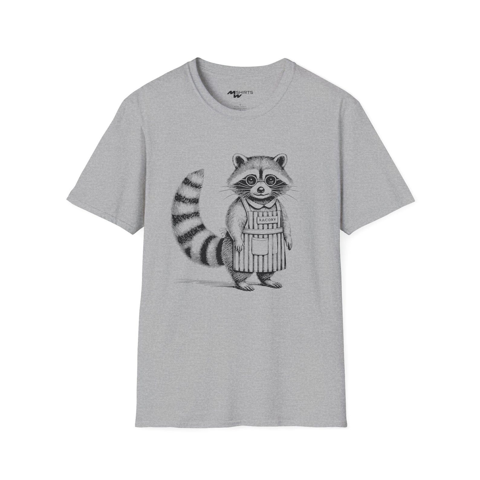 Retail Raccoon/ Engraving-Style T-Shirt/ Unisex Softstyle T-Shirt L