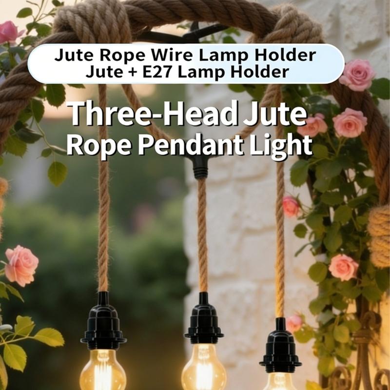 Twisted Rope Pendant Lights Cord E27 Lamp Base Industrial Pendant Lamp Light Cord for Farmhouse Restaurant Home