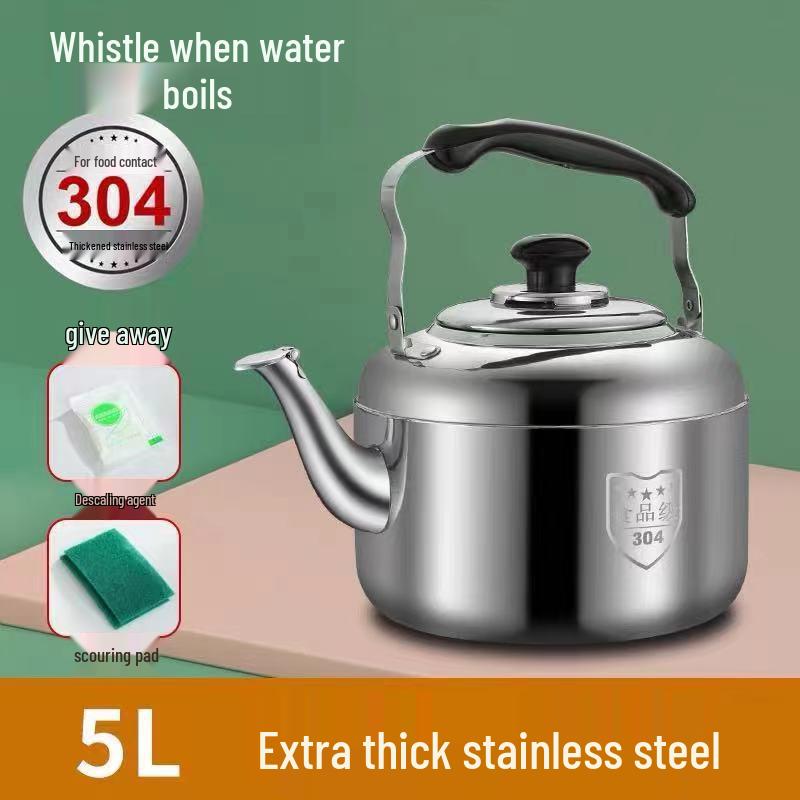Large Capacity Stainless Steel Whistling Kettle - Thickened for Household or Commercial Use On Gas Stoves