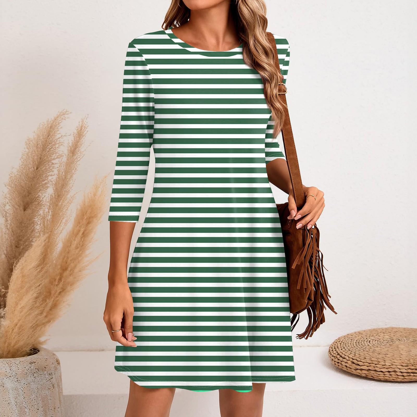 

Женское модное повседневное платье с круглым вырезом и рукавом три четверти XXL зелёный