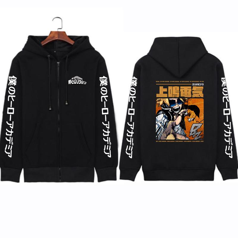

Anime My Hero Academia Kaminari Denki Graphic Print Hooded Men Women Zip Hoodies Plus Size Sweatshirt Zipper Jacket S