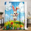 "Happy Bunny In Flower Meadow" Print Blanket Soft and Cozy Perfect for the Living Room Bed Sofa or a Nap,gift