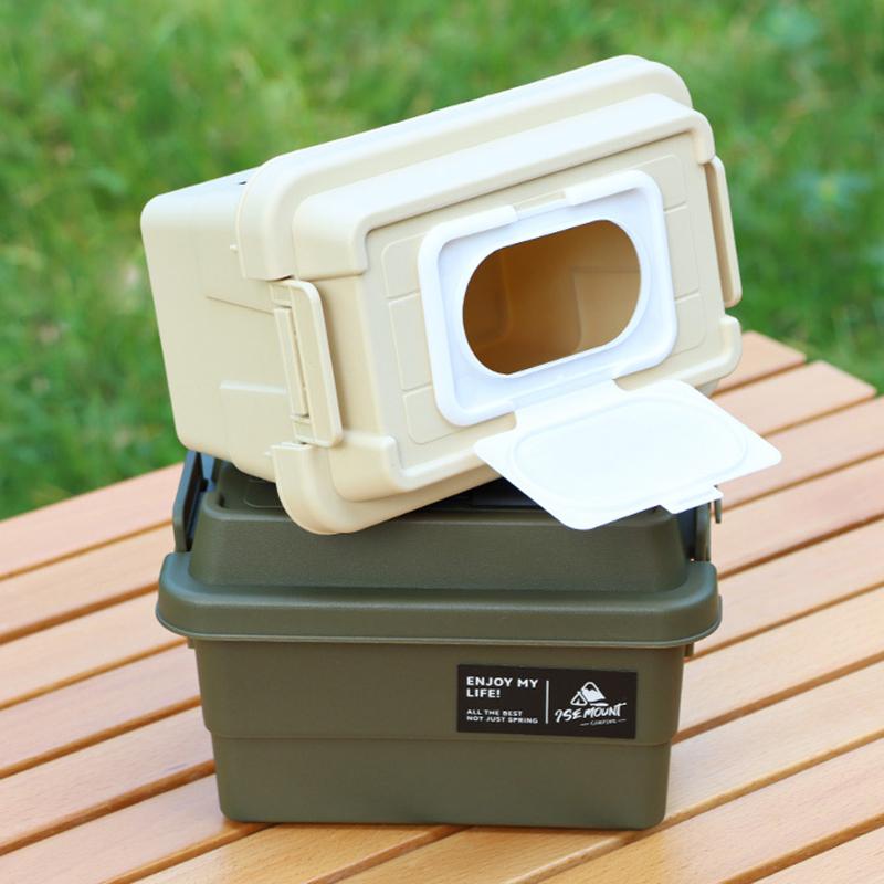 Outdoor Tissue Case Desktop Napkin Paper Storage Box Portable 11L Camping Picnic Seasoning Bottle Organizer Sundries Bucket
