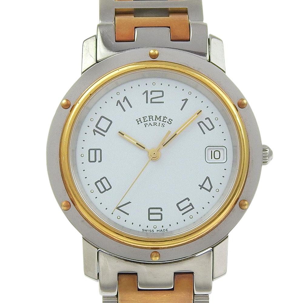 

HERMES Clipper combination Watches CL6.720 WhiteDial Stainless Steel/Plated Gold Quartz Analog display mens Used