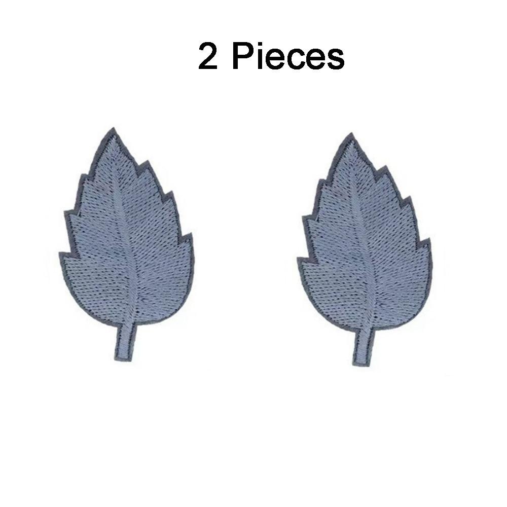

2PCS Pure Color Embroidery Leaf Stickers Lifelike Green Leaves Patch Clothes Style 4
