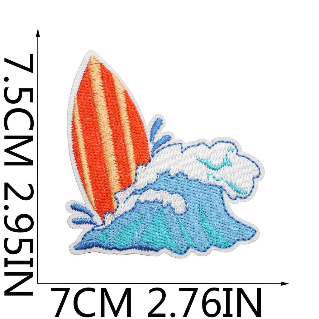Leisure Vacation Embroidery Cloth Sticker Beach Surf Patch Sticker Bag Decoration Wave Beach Car Computer Embroidery Chapter Boy