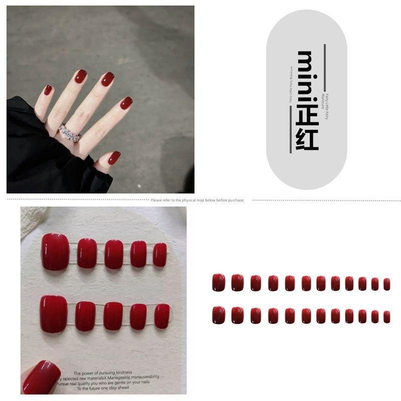 

Пепельный Мини Короткий Квадратный Однотонный Минималистичный Типс для Накладных Ногтей 156-mini red