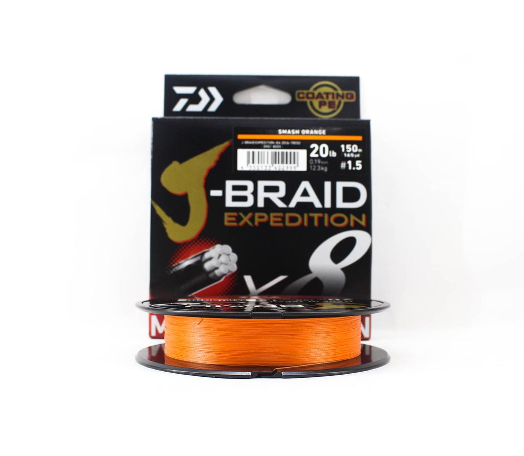 Daiwa PE Line J Braid Expedition X8 150m 20lb Smash Orange (2999)