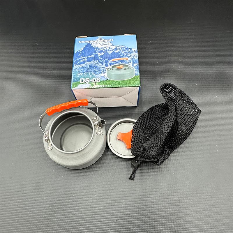 

Large Capacity Outdoor Tea Kettle and Cooking Pot Set with Car-Mounted Cassette Stove Gray