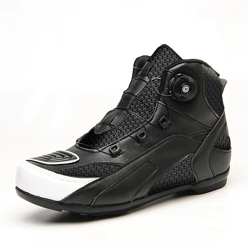 Rubberen Zool Waterdichte Motorrijderschoenen Zwarte Motorschoenen Heren Off-road Avontuur Motocross Lage Laarzen Retro Rijschoenen 42 black