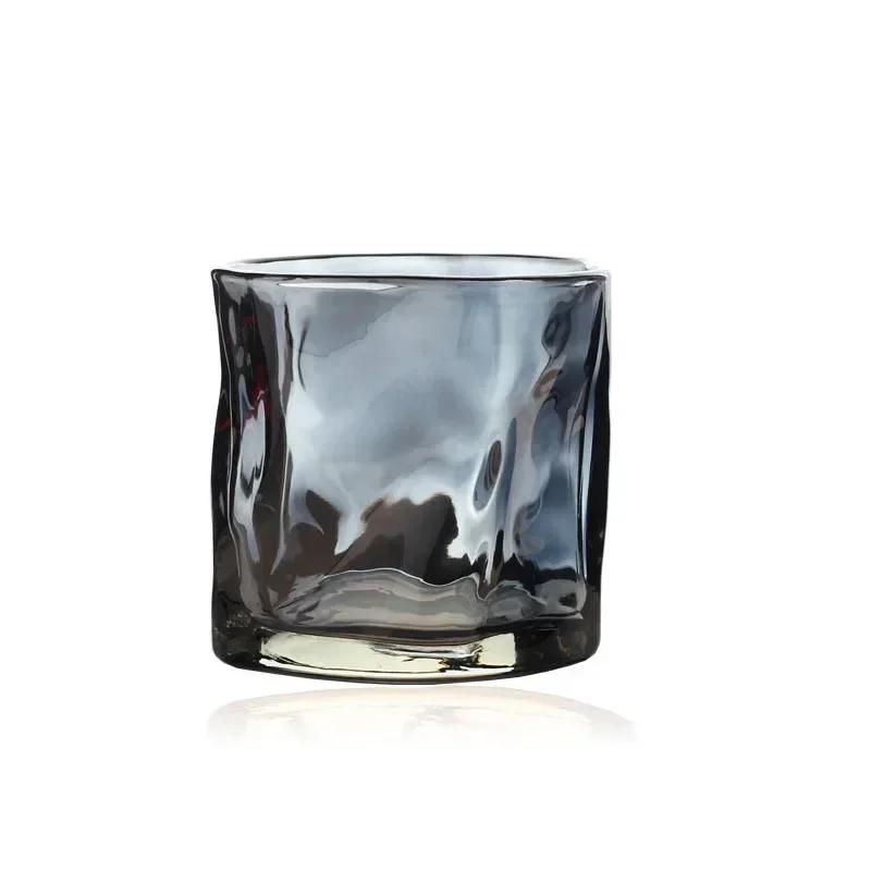 Transparent Glass Wine Mug Refraction of Light Rays Design Wine Whiskey Coffee Cup Household Special-shaped Whiskey Water Cup