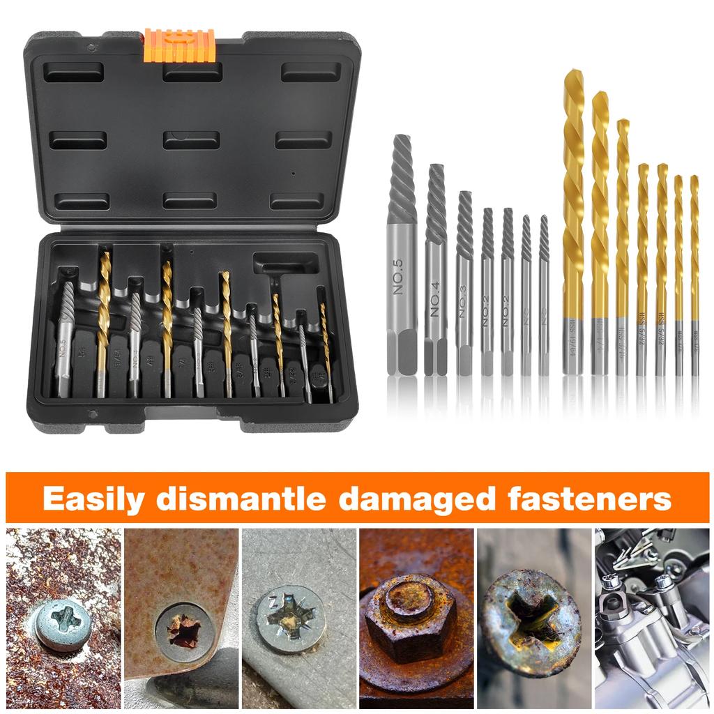 High Speed Steel Screw Drill Bit and Bolt Extractor Set Multifunctional Nut Extractor Enduring Bolt Screw Separator Twist Drill