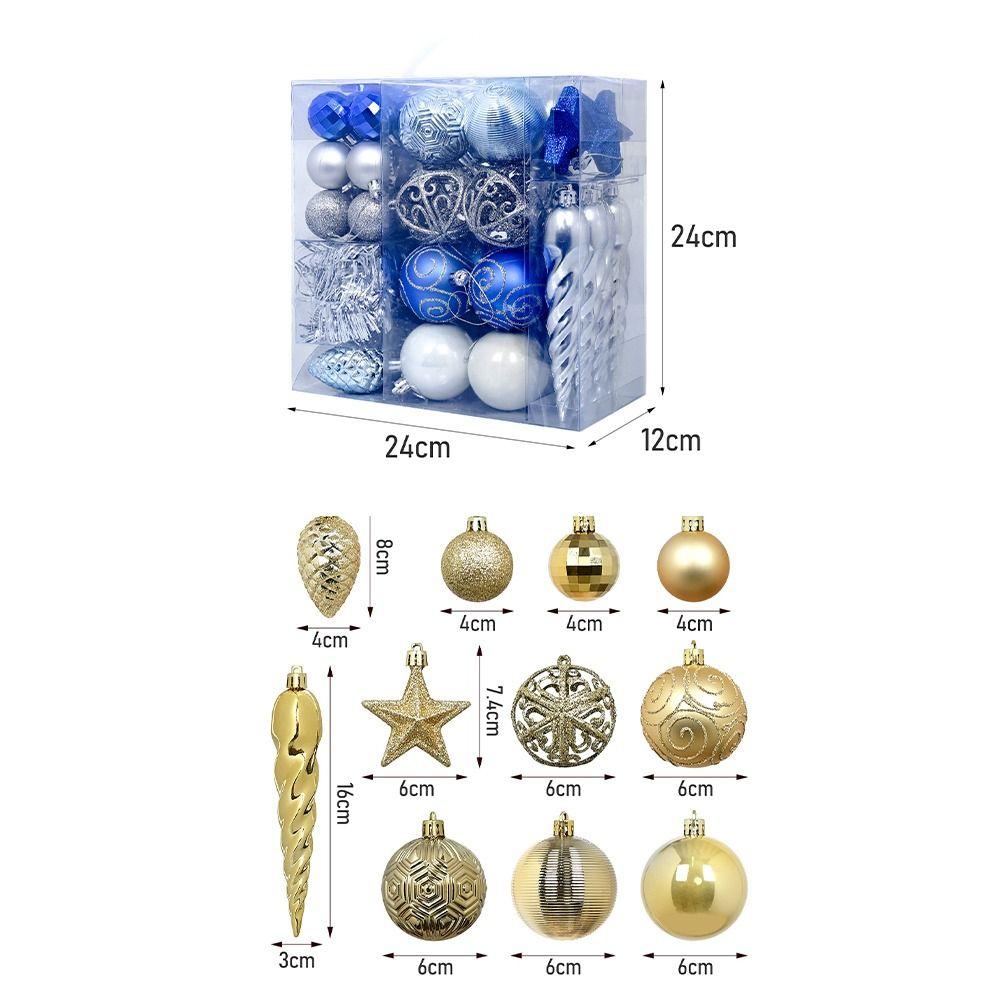 44pcs Shatterproof Electroplated Hanging Balls Christmas Tree Ornaments New Year Decoration