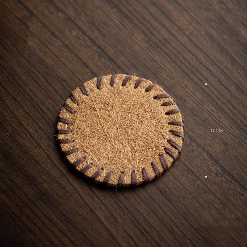 

8/10/13CMTea Coaster Natural Brown Mane Teapot Mat Round Anti-scalding Coaster Handmade Insulated Mat Tea Ceremony Accessories L