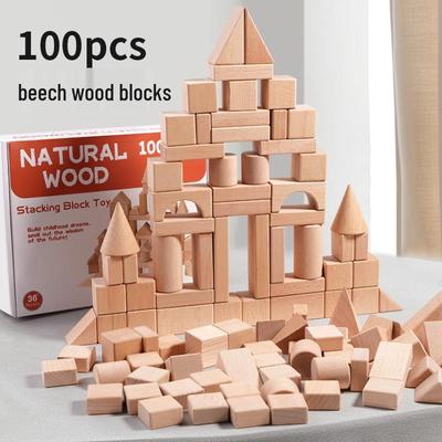 Solid Wood Large Particle Building Blocks - Educational Construction Toys for Kindergarten