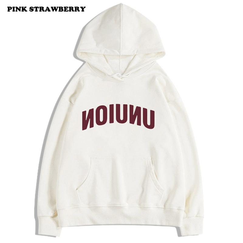 Korean style Letter Print Hoodies Women Men Autumn Winter 2025 New White Loose fitting Pullover Y2K Top Warm Sweatshirt Female