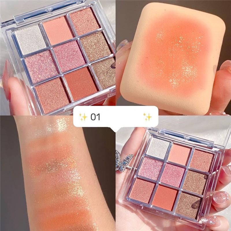 Neun Palastgitter Lidschattenpalette transparent neun Farben Acryl schimmernd matt Grundfarbe Studenten Anfänger inländisches Make-up