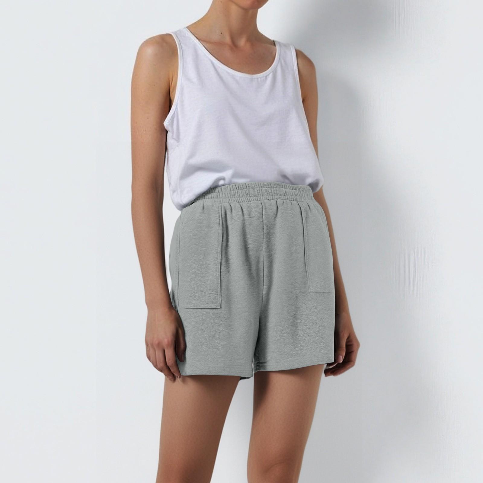 

Женские свободные повседневные спортивные шорты с высокой талией, молнией сбоку, летние для бега, свободный крой с карманами S