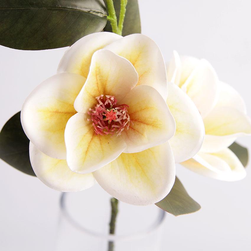 4pcs Artificial Magnolia Flower Branch 3 Heads Real Touch Latex Large Magnolia for Edding Centerpieces Hme Floor Floral Decor