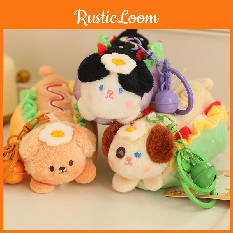 Dog Plush Hot Keychain Bag Pendant Backpack Food Animal Decoration Toy Bakery