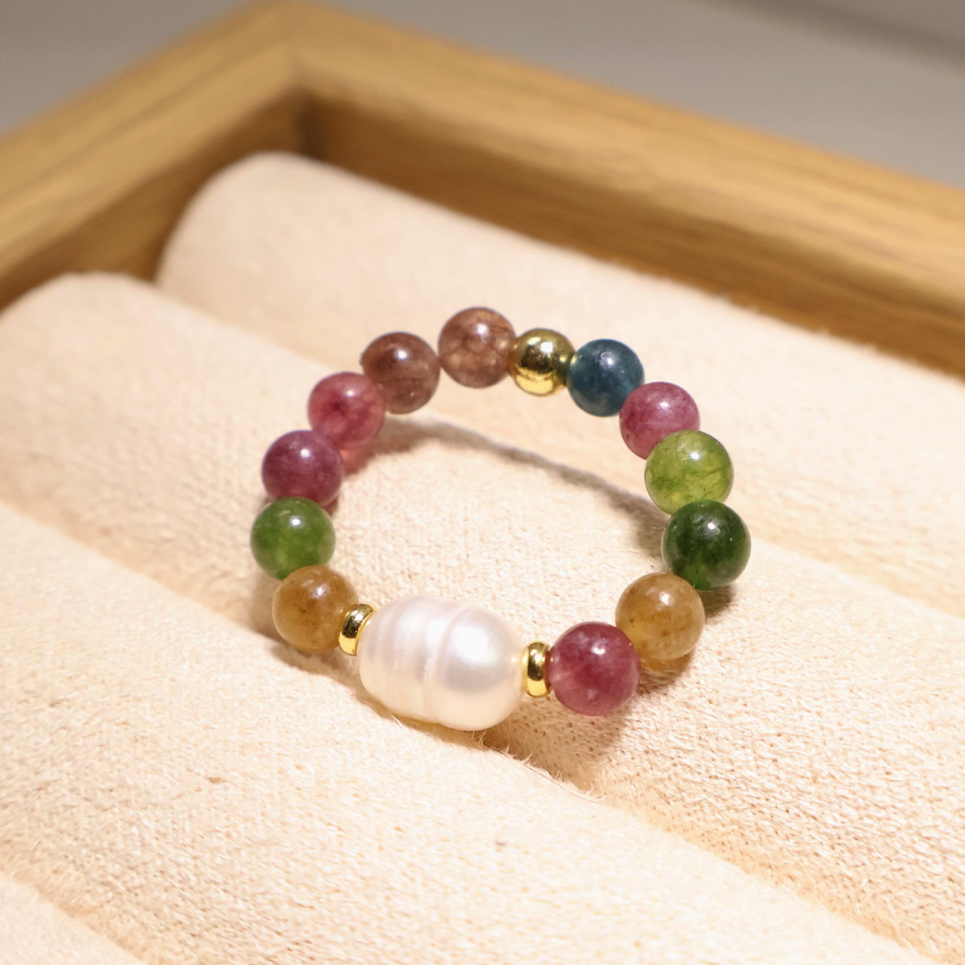 

Женский браслет из натурального турмалина с бусинами, не выцветающий: Моющийся, Штабелируемый, Свежий, Милый стиль