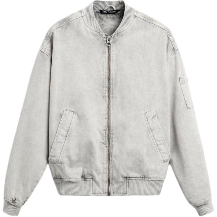 

Zara Хлопковая куртка-пилот, удобная, с длинным рукавом, мужская, куртки, светло-серая, 6987354-811 S