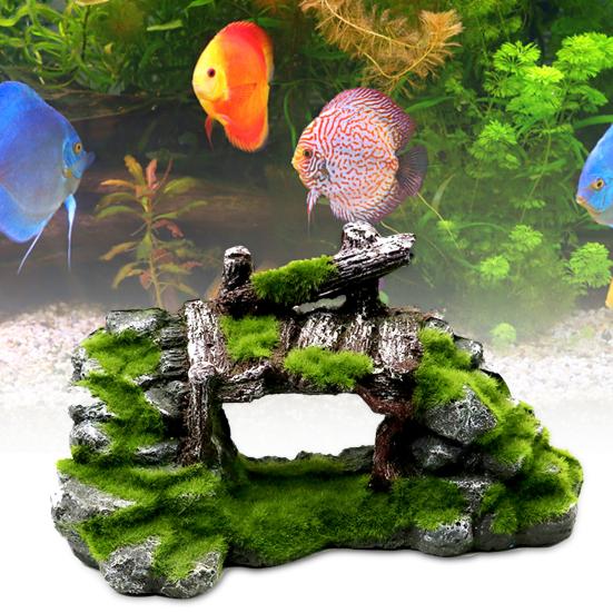 Resin Simulation Moss Rockery Fish Tank Aquarium Decor Landscape Ornament Craft