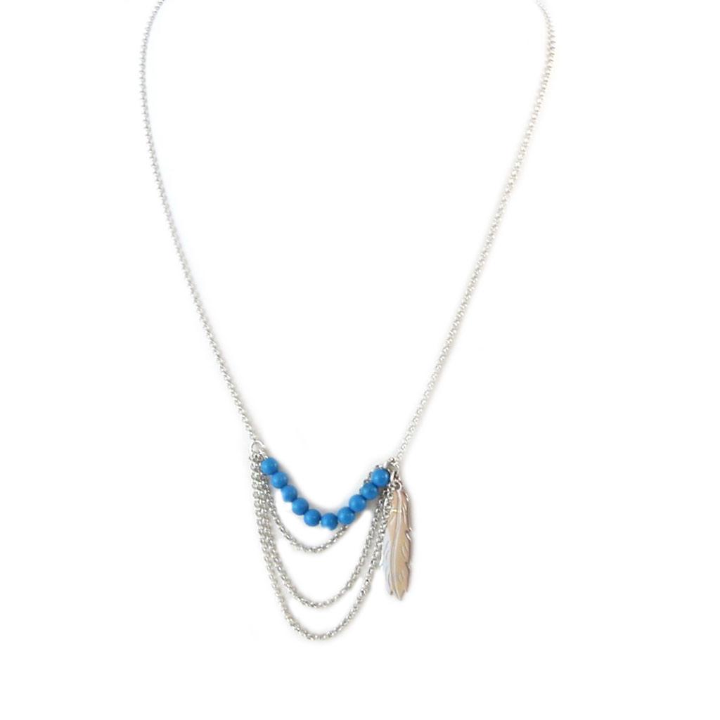 Les Trésors De Lily [P1923] - Collier Argent 'Navajos' turquoise argenté (rhodié)