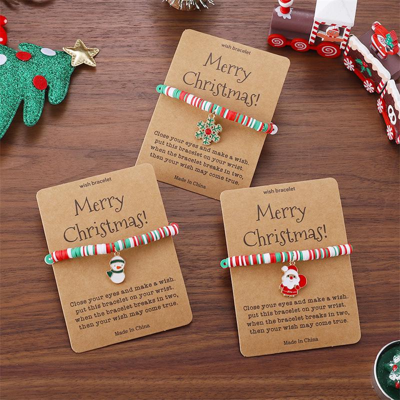 Weihnachten Weihnachtsmann Perlenarmband mit Tonanhänger