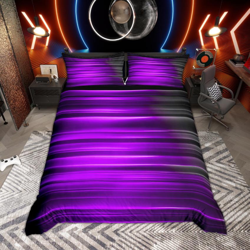 Homewish Modern Neon Lights Duvet Cover Set Gradient Galaxy Bedding Polka Dots Quilt Cover Set