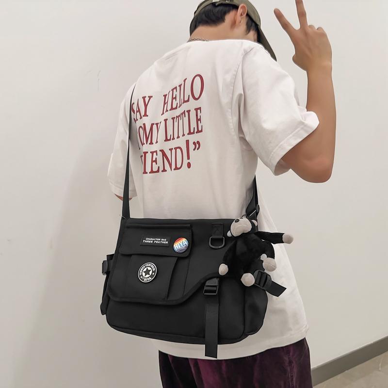 Dámská jednobarevná crossbody taška Pánská taška Messenger s velkou kapacitou Studentská taška přes rameno