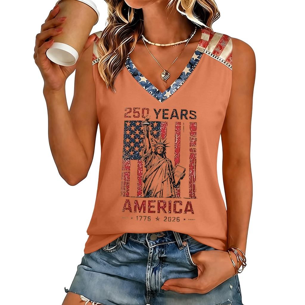 Women’s V Neck Casual Short Sleeve T Shirt Top with Letter Print Loose Fit Style Lightweight Comfortable
