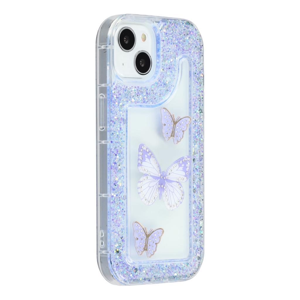 Etui na iPhone 13 DIY Motyl Błyszczące Epoksydowe Miękkie TPU Tylna Pokrywa Telefonu
