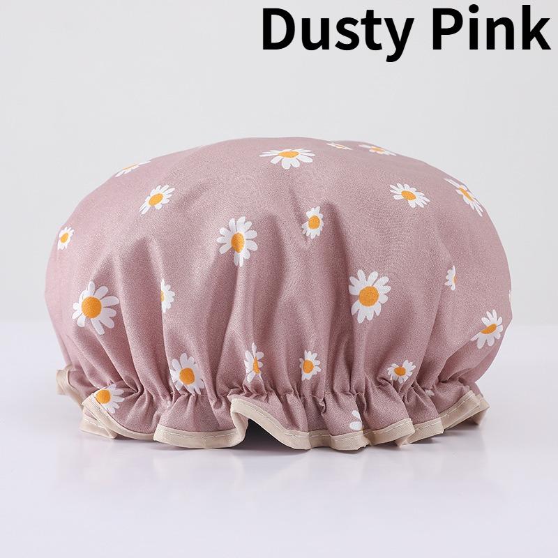1pc Double Layer Shower Caps,Adjustable Printed Daisy Bonnet,Band Hair Hat for Women Ladies,Four Colors To Choose from