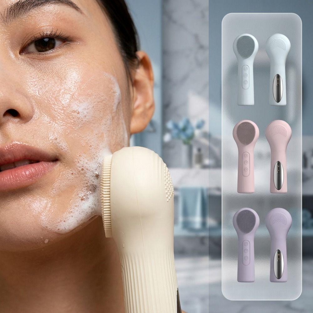Waterproof Silicone Facial Cleanser Ultrasonic Heated Facial Brush Face Scrubber Household Use