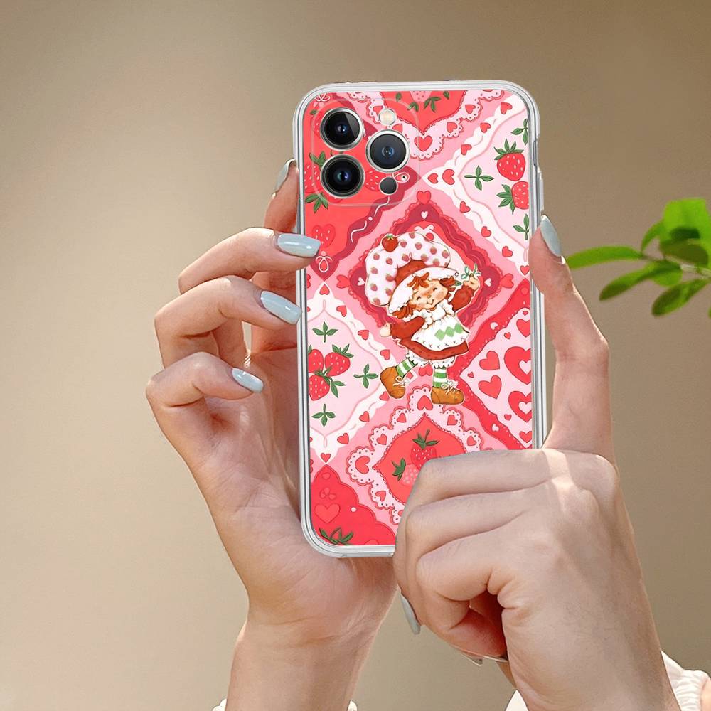Cartoon Girl S-Strawberry S-Shortcake TPU Silicone Case For IPhone 11 12 13 14 15 16 17 Pro Max Shockproof Clear Back Cover
